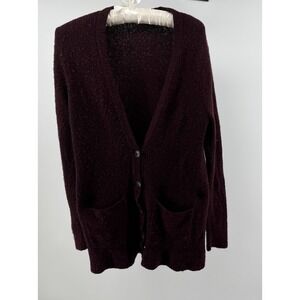 Madewell Women's Burgundy Wool Blend Button Front Cardigan Sweater Size S
